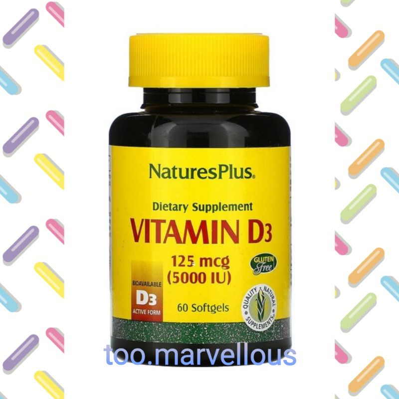 NaturePlus Vitamin D3 125 mcg 5000IU 60 Softgels