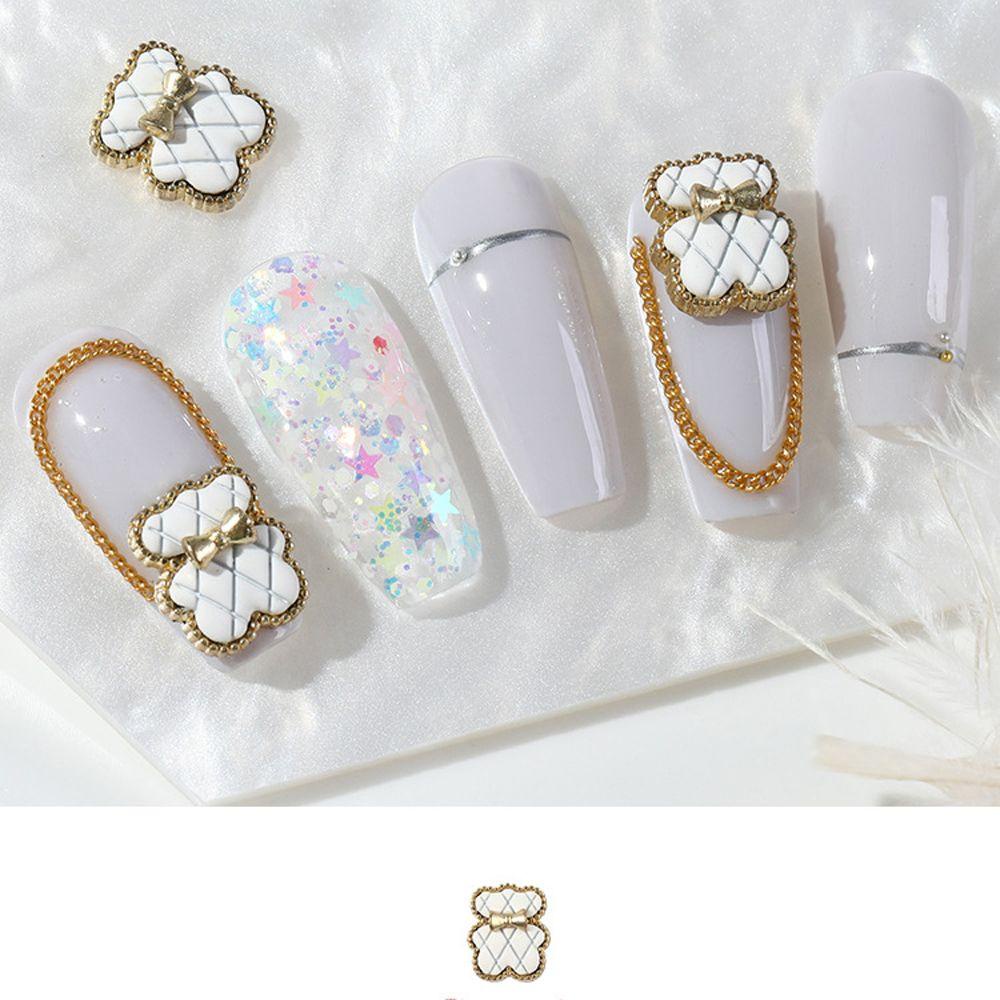 AUGUSTINA Agustin 3D Dekorasi Nail Art Wanita Jepang Lucu Alloy Dasi Kupu-Kupu Beruang Nail Art Berlian Imitasi