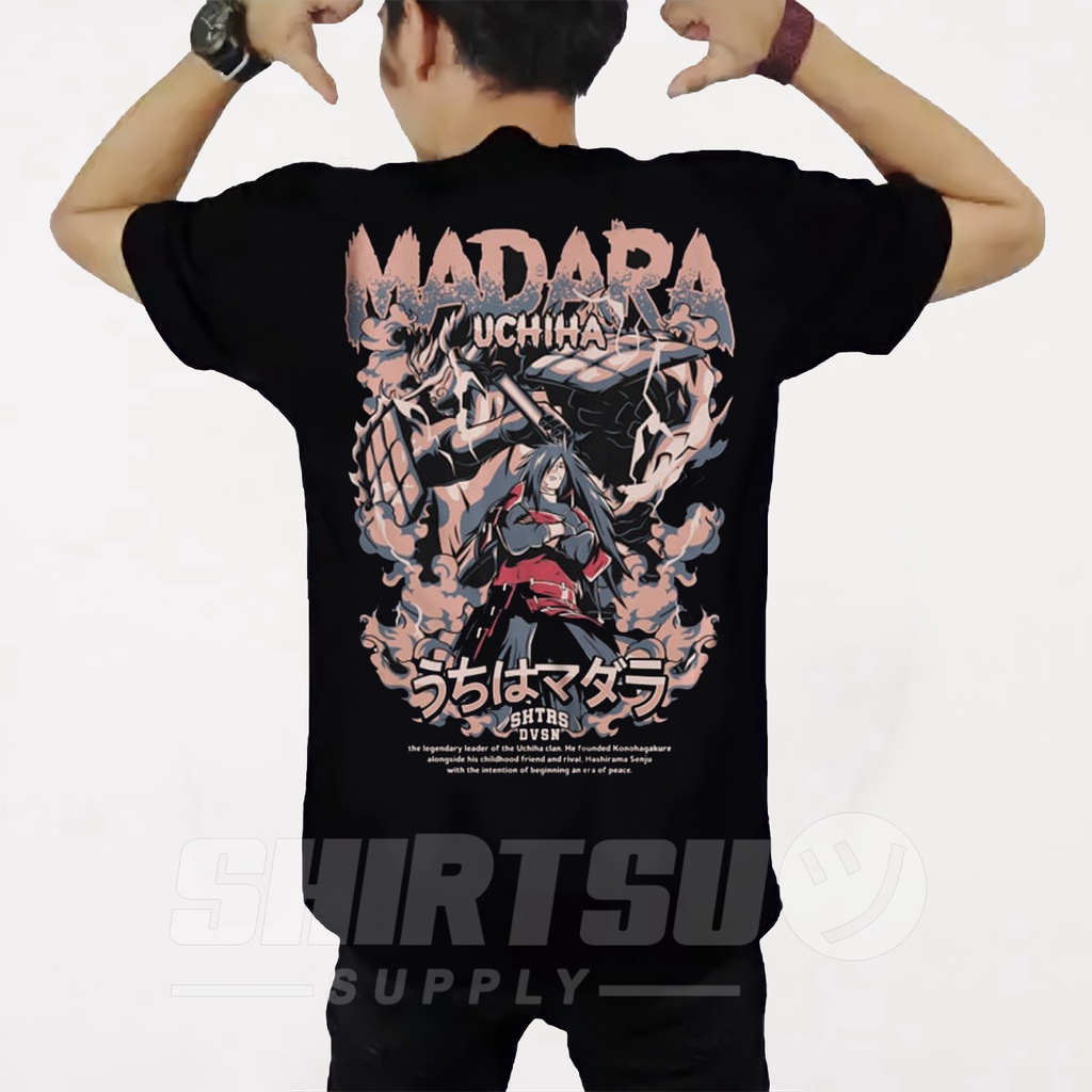Baju Kaos T Shirt Distro Oblong Pria Wibu Gambar Sablon Merchandise Hitam Anime Uciha Madara Akatsuk