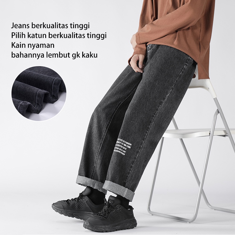 Celana jeans pria Oversize baggy pants korean style celana kasual pria fashion celana panjang celana kulot pria celana korean style pria baggy pants boyfriend jeans longgar Celana denim gombrang celana cowo