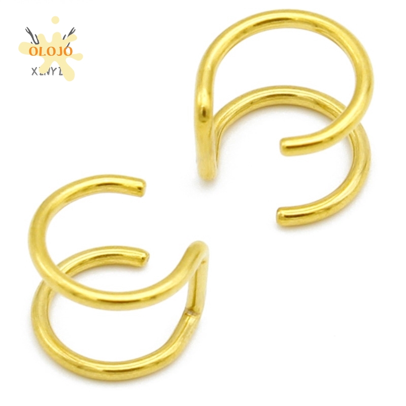 OLOJO 1 Piece Gaya Punk Pria dan Wanita Anting Klip Baja Punk Telinga Pierced