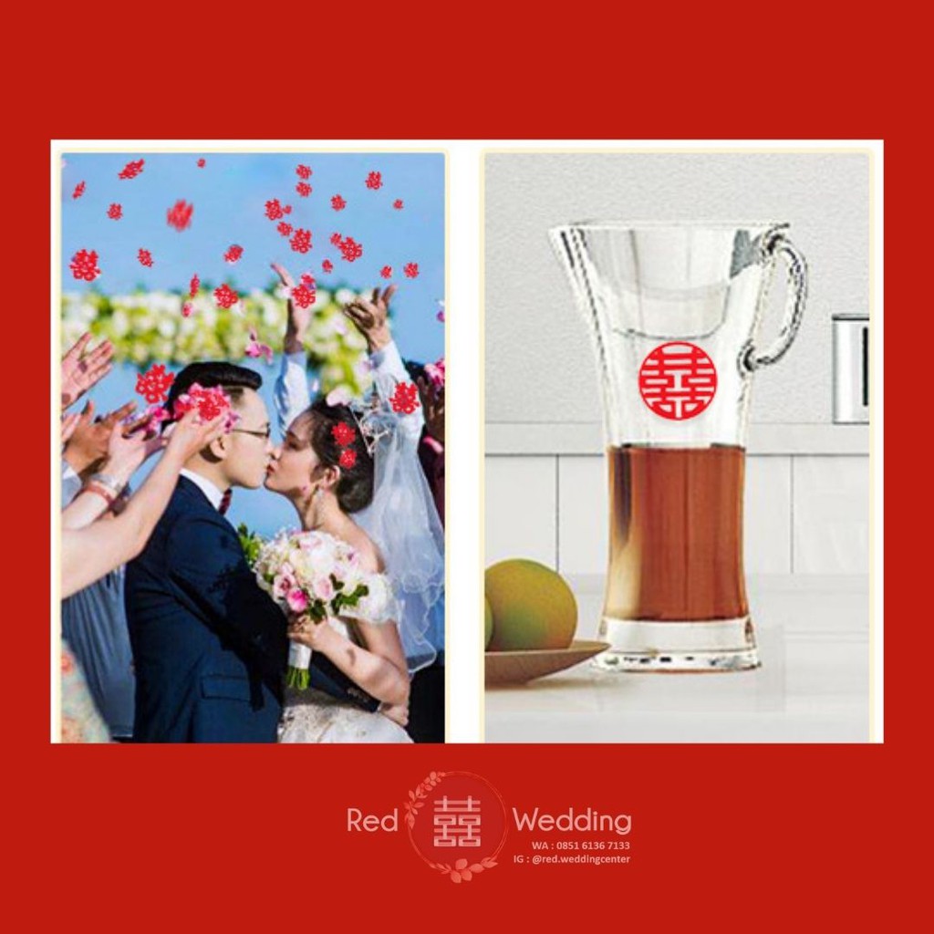 [5CM] Shuang Xi Kecil Wedding Double Happiness dekorasi Sangjit taburan hiasan barang/lampu/dinding