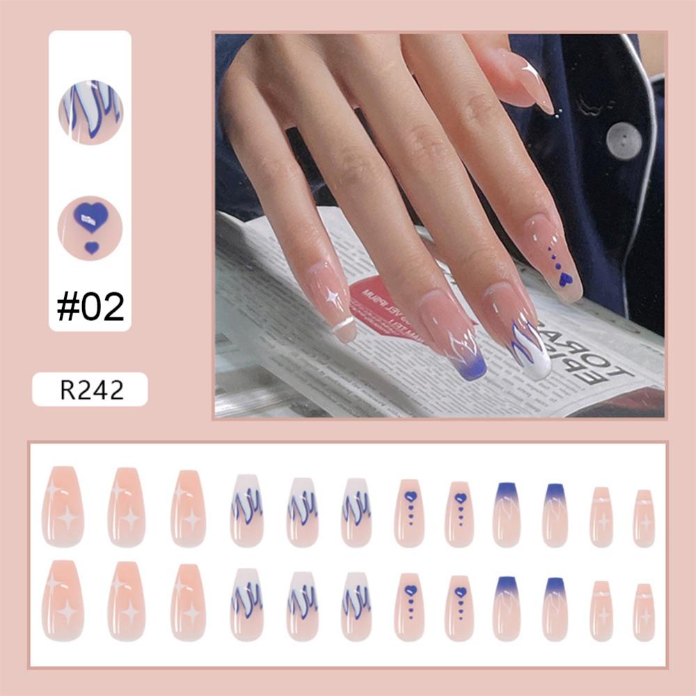 Timekey 24pcs / set Stiker Kuku Palsu Extension Removable Untuk Nail Art A8K9