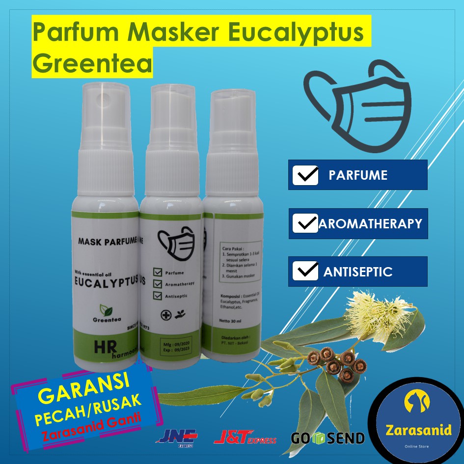 Parfum Masker Essensial Oil Eucalyptus Aroma Greentea Spray isi 30ml Semua Masker Wangi anti Virus