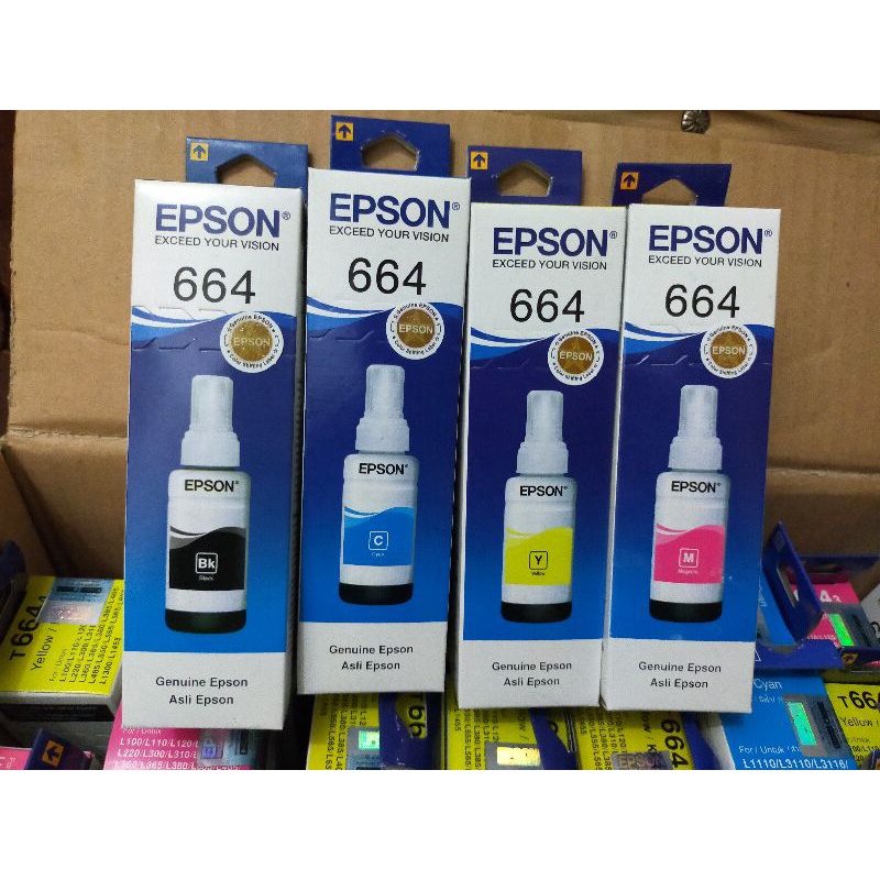 TINTA EPSON 664 For Printer : L100 L110 L111 L120 L130 L132 L200 L210 L211 L220 L222 L300 L301 L310 L350 L351 L353 L355 L356 L358 L360 L362 L365 L366 L375 L455 L456 L475 L550 L551 L555 L556 L558 L565 L575 L566 L655 L800 L805 L810 L850 L1300 L1800T6641