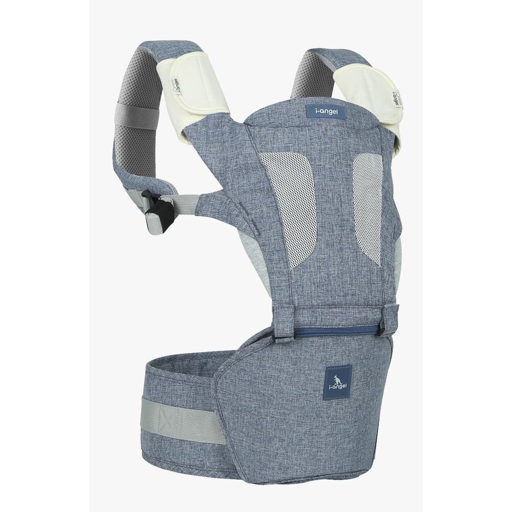 I-ANGEL MAGIC 7 BABY CARRIER HIP SEAT GENDONGAN -  MELANGE GRAY BLUE STAR DENIM