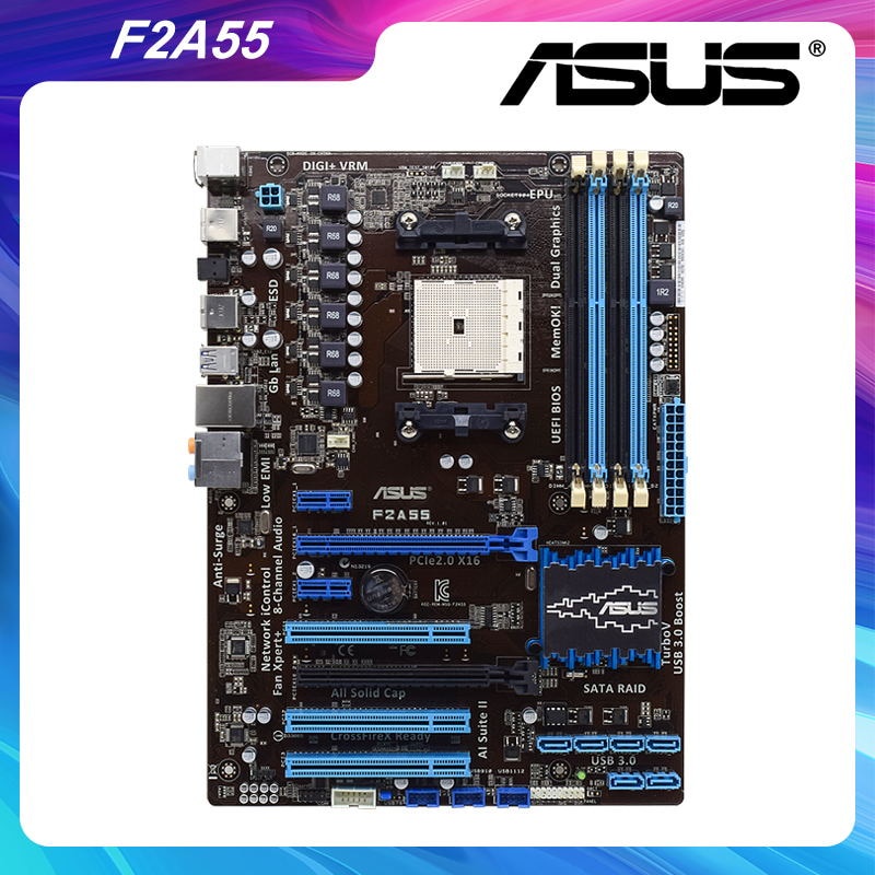 PREORDER ASUS F2A55 FM2 Motherboard A55 Motherboard DDR3 64GB RAM AMD A55 PCI-E 2.0 6×SATA II 2×USB3