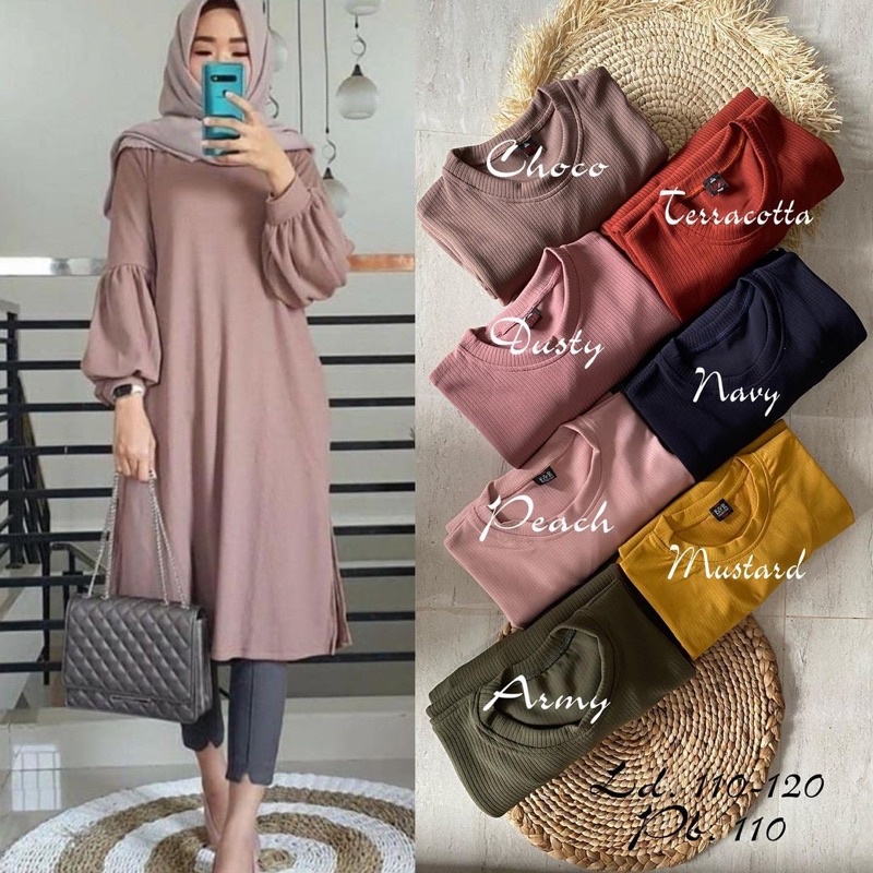 Tunik Wanita Lengan Balon/Tunik Wanita Jumbo Lengan Balon