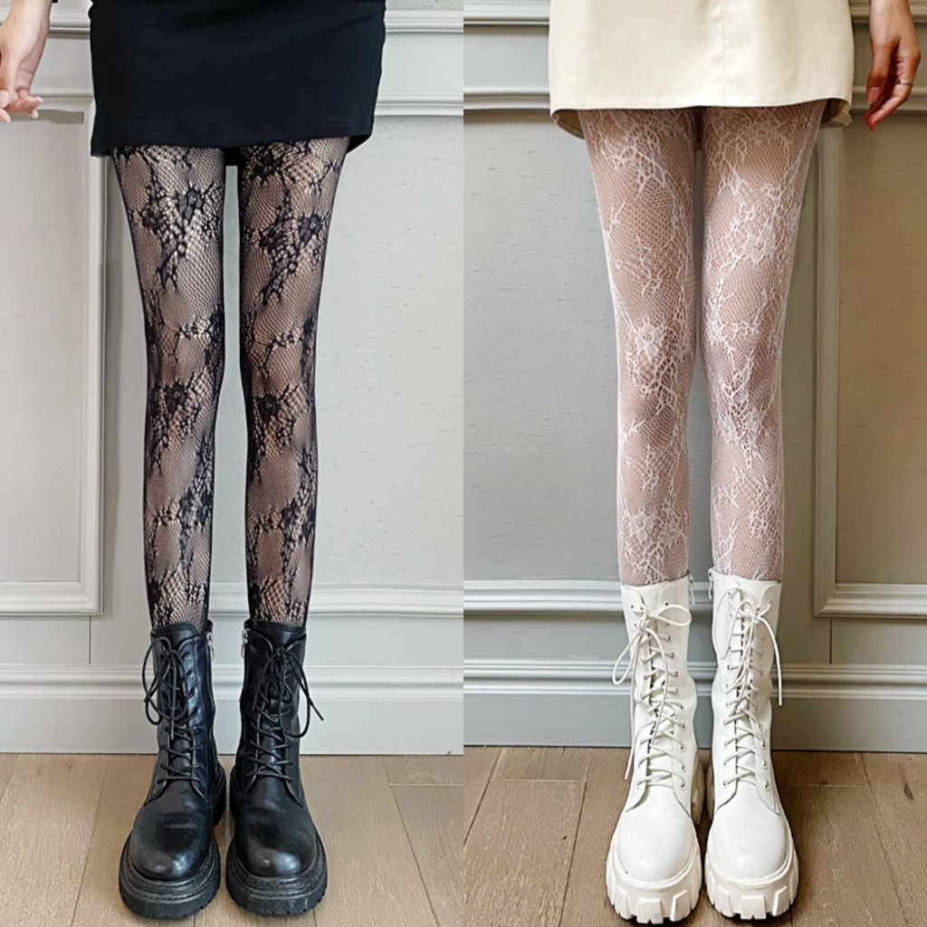 Stocking Fashion Wanita Renda Bunga Women Fashion Flower Lace Stocking 8431