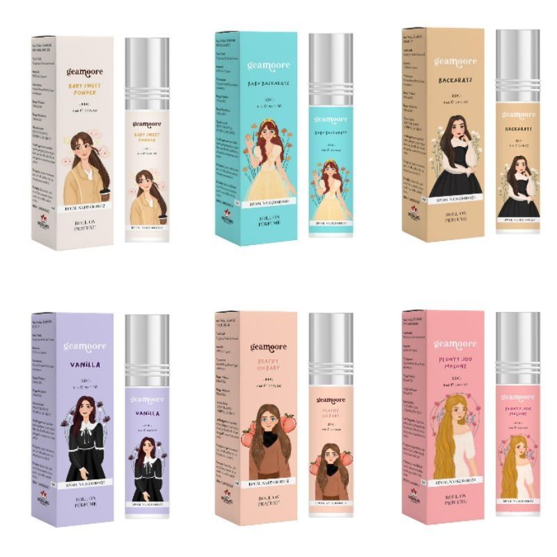 PARFUME GEAMOORE WANGI 6 VARIAN RASA , ORIGINAL/BPOM PARFUME GEAMORE roll on 6ml