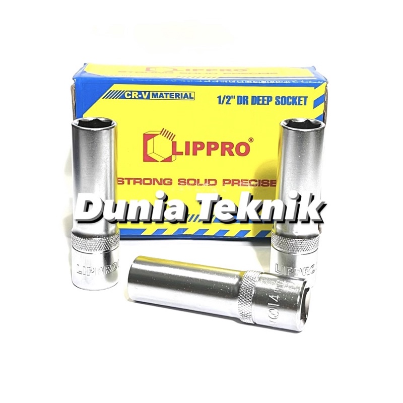 LIPPRO Deep Socket 14 mm Mata Sok Panjang 14 mm 1/2” 6 PT Mata Kunci Sock Shock Panjang 14mm Deep Wa