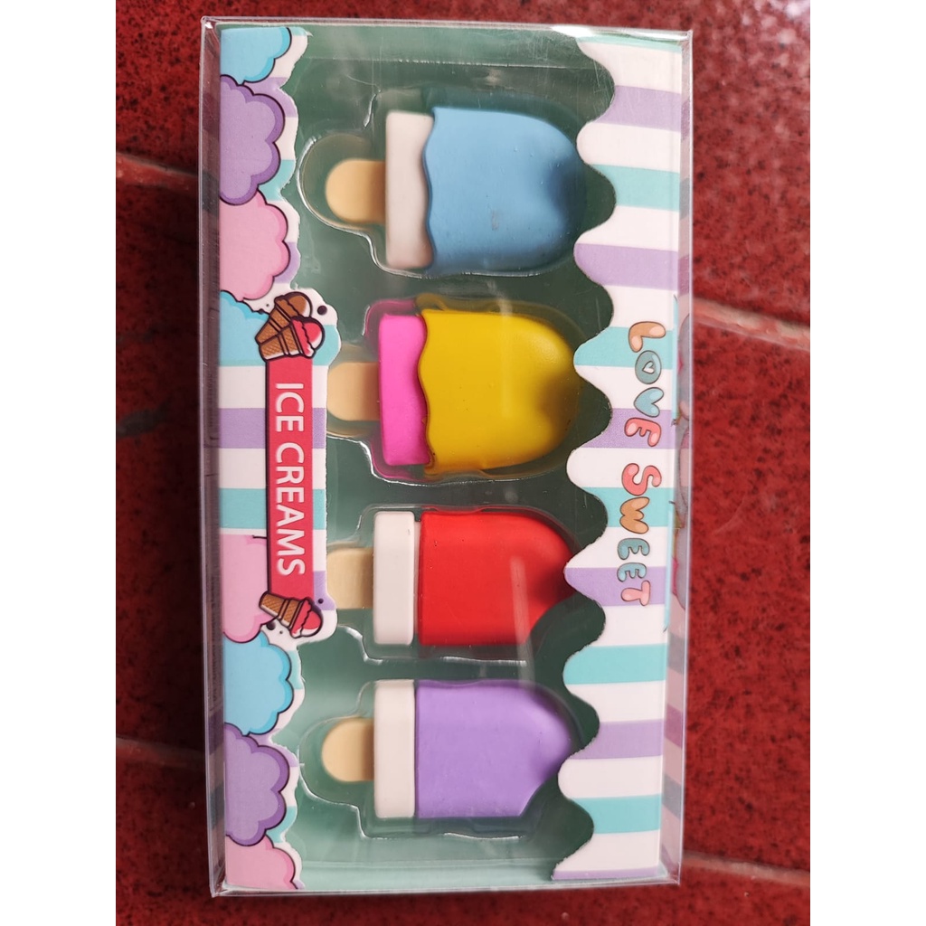 PAOPAO Penghapus Pensil Karet 1 Set isi 6 pcs Bermotif Import Karakter Cupcake Lucu