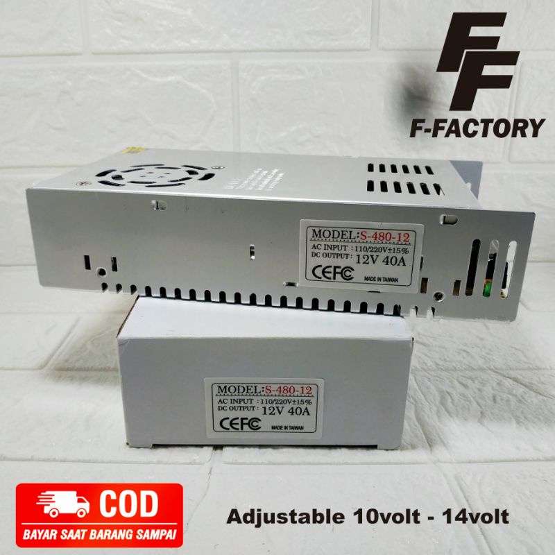 Power Supply Switching Radio Komunikasi Rig 12v 40 Ampere. Adjustable 12 Volt - 14 Volt.