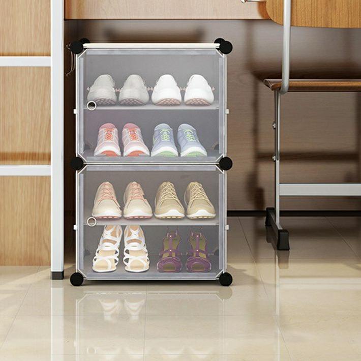 Rak Sepatu Anti Debu 4 Layer/Rak sepatu Susun Tebal Shoe Rack Portable Serbaguna / Rak sepatu pintu 