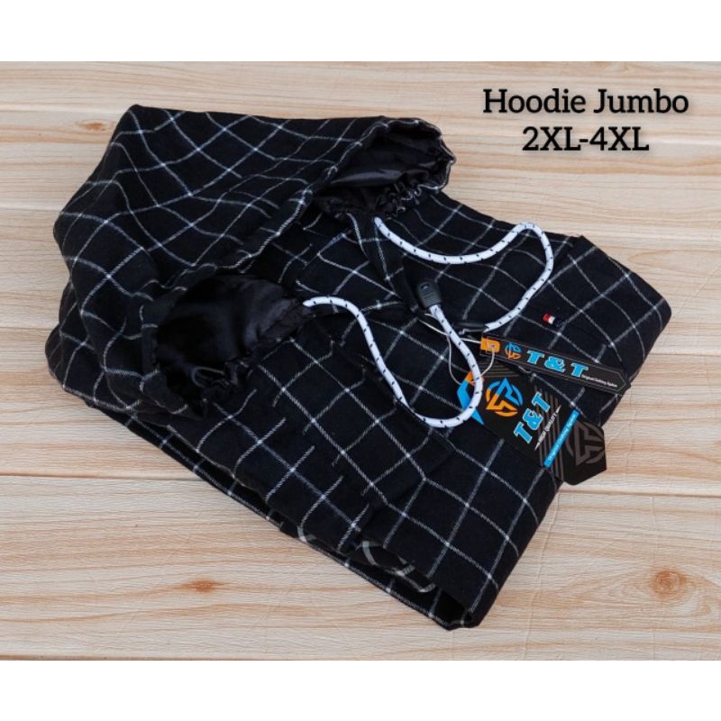 flanel hoodie jumbo xxl xxxl xxxxl  pria wanita - kemeja kupluk distro lengan panjang jumbo - kemeja flanel bertopi big size import lengan panjang