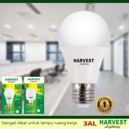 13W - Paket Isi 3 - HARVEST LIGHTING Lampu Bohlam LED A Bulb  13 Watt Lampu Hemat Energi Original Bersertifikasi SNI dan Bergaransi