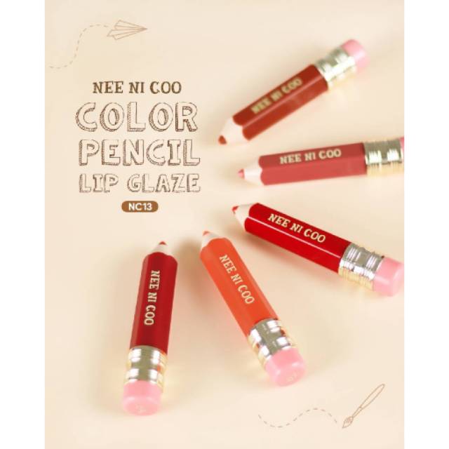 NEE NI COO Color Pencil Lip Glaze #NC13 Thailand / Nee Cara / Long Wear / Lint / Lipstick / Glossy