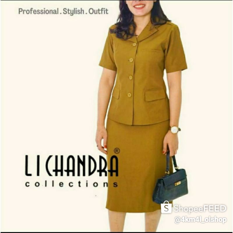 SETELAN SERAGAM PNS WANITA LENGAN PENDEK BAWAHAN ROK