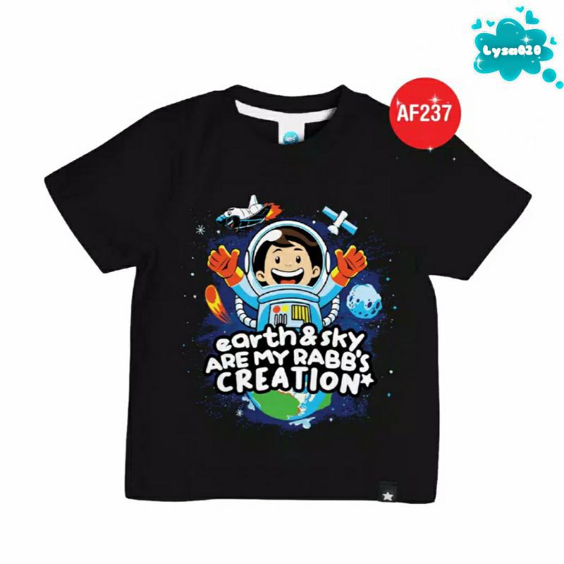 Kaos Afrakids lengan pendek anak laki-laki AF237 Earth &amp; Sky are My Rabb's Creation