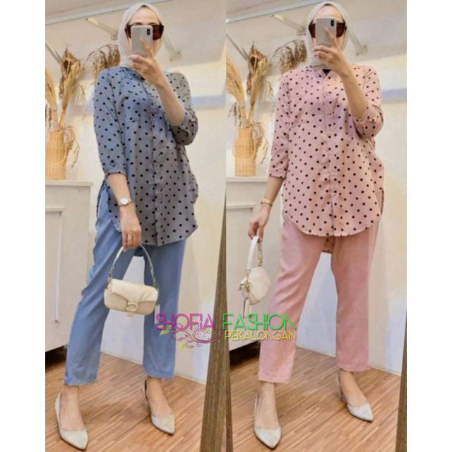 BERY SET setcel polka shakila | one set premium polka | setelan wanita