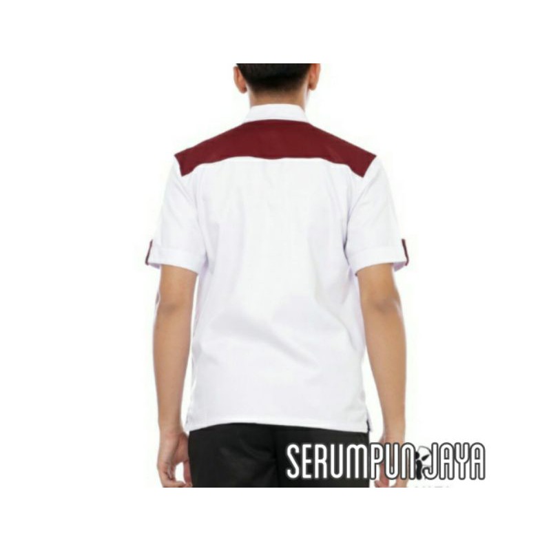 KEMEJA KERJA - KEMEJA KERJA PUTIH - KEMEJA KERJA PUTIH LIST MAROON