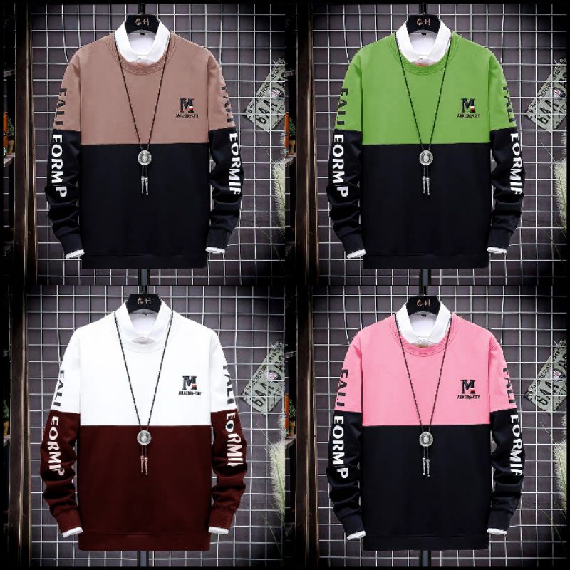 BAJU SWEATER PRIA LENGAN PANJANG FALI SWETER COWOK KOMBINASI DISTRO