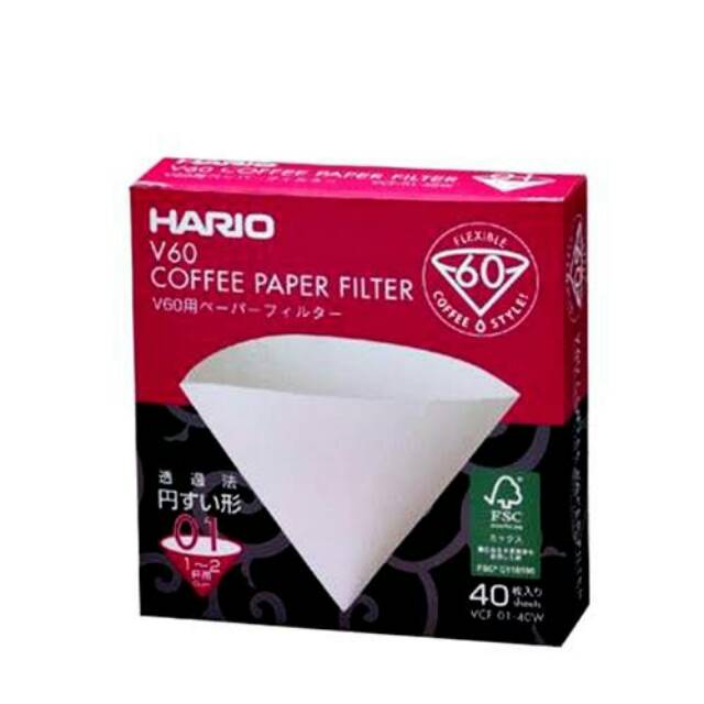 HARIO PAPER FILTER V60 DRIPPER SIZE 01 - 02 ( 40 SHEETS )