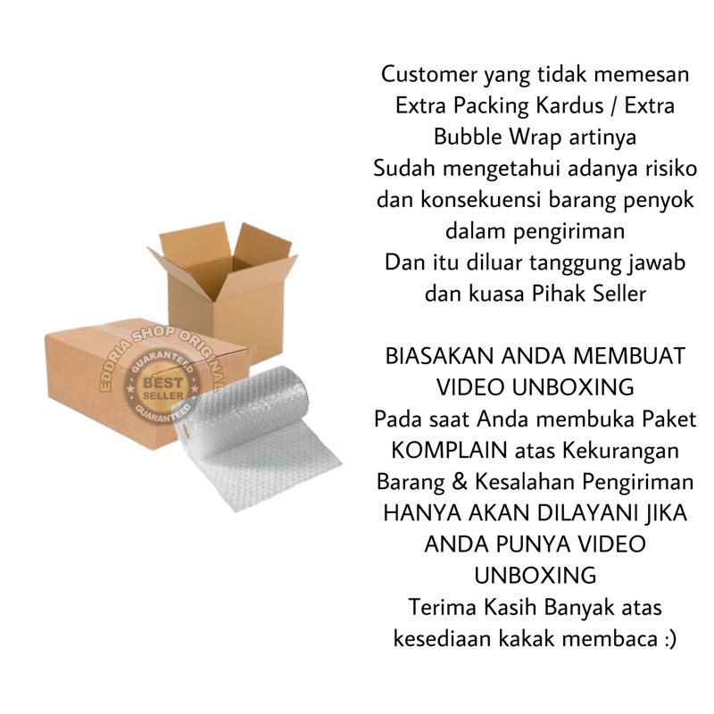 dus tambahan packingan kardus tambahan bable warp