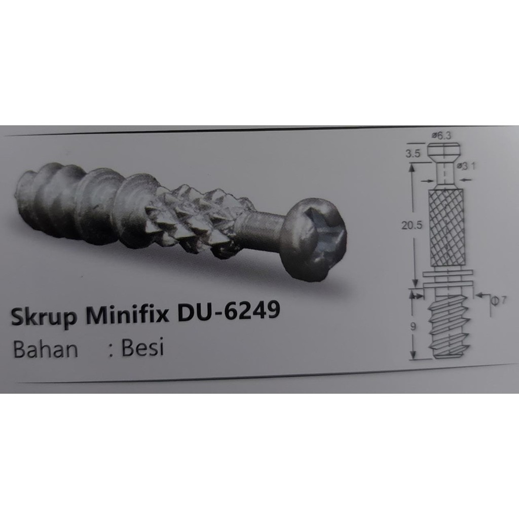 Sekrup Minifix Huben DU 6249 / Connecting Screw Dowel / Minifix Elco