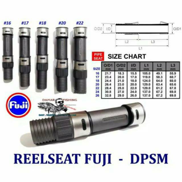 REEL SEAT FUJI ORIGINAL DPS - M KOMPLIT SIZE - DUDUKAN REEL JORAN - REEL SET FUJI