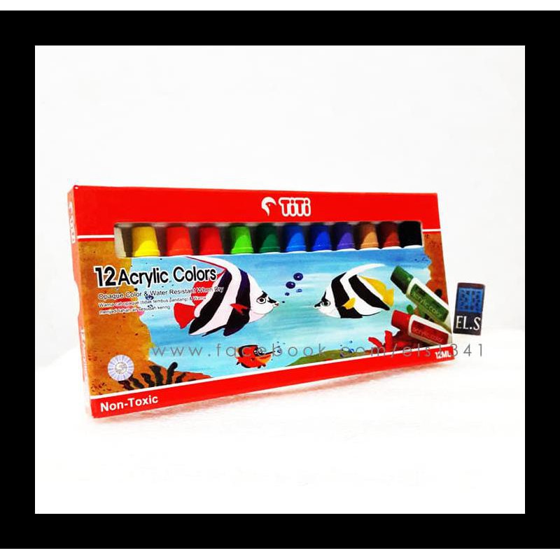 

DISKON TITI ACRYLIC PAINT 12 COLORS SET PERALATAN MELUKIS TERMURAH PING LENGKAP