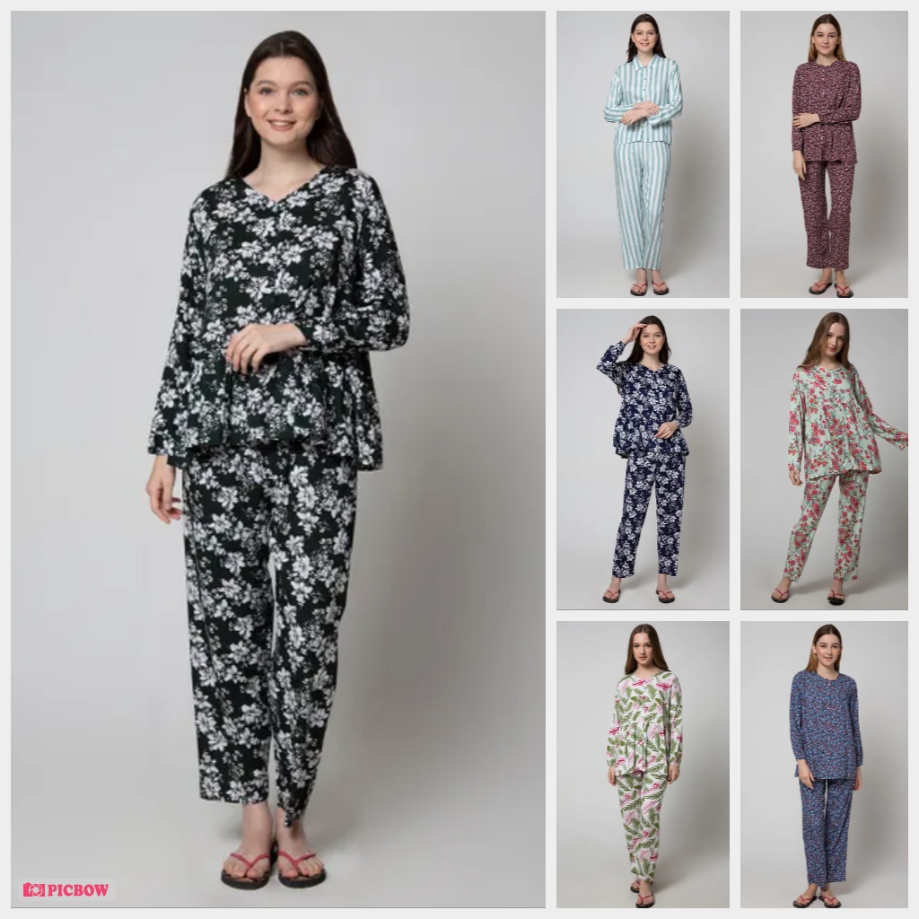 Nevada St. Yves piyama panjang set bau tidur Long Sleeve Pyjama Pants