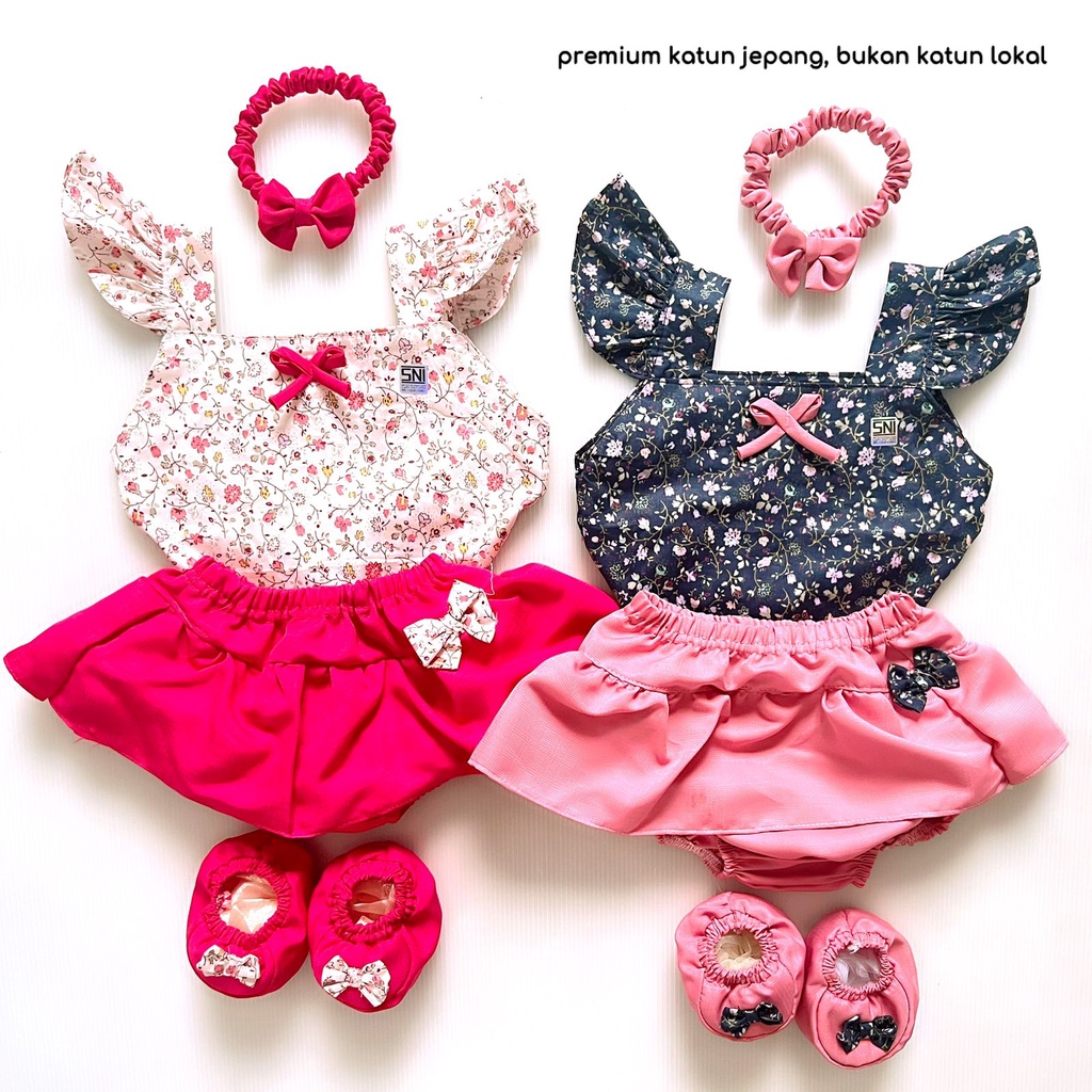 HK Bantal Jumper / Gempita ASTER POLKA BLOOMERS Baju Setelan Jumper Rok Bandana Sepatu Pergi Lucu Fashion Anak Bayi Perempuan Lucu