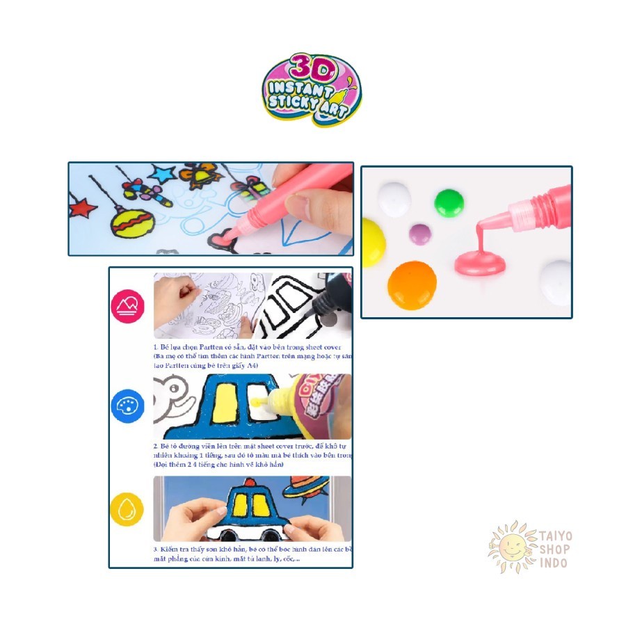 PROMO Mainan Edukatif Anak 3D Instant Sticky Art | Edukasi Gambar Warna Kreatif 3D/ Seni Kerajinan Melukis Sticky 3D Unik Lucu ST