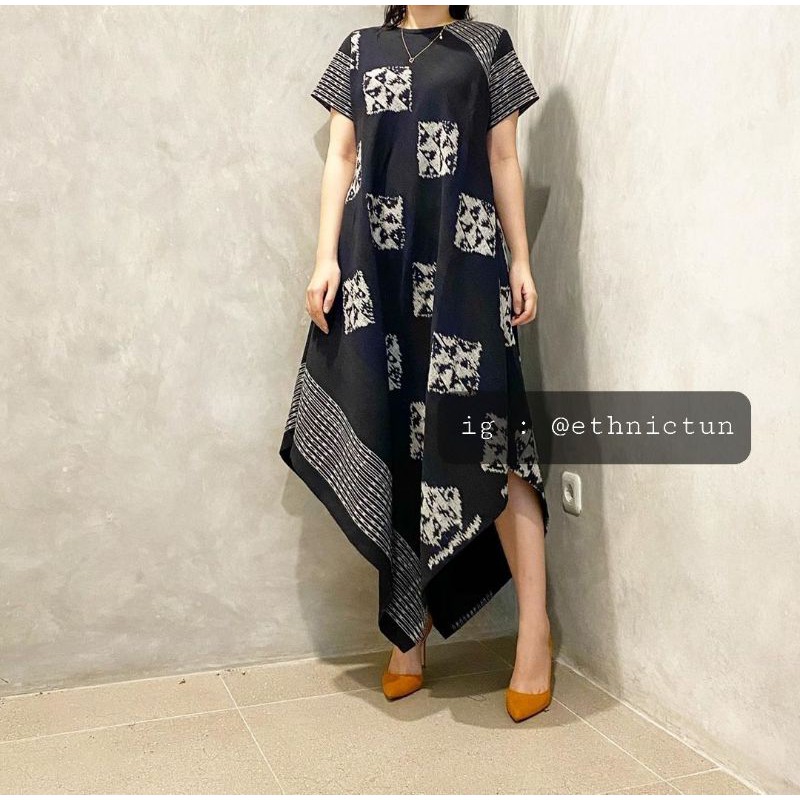 tunik batik tenun modern hitam