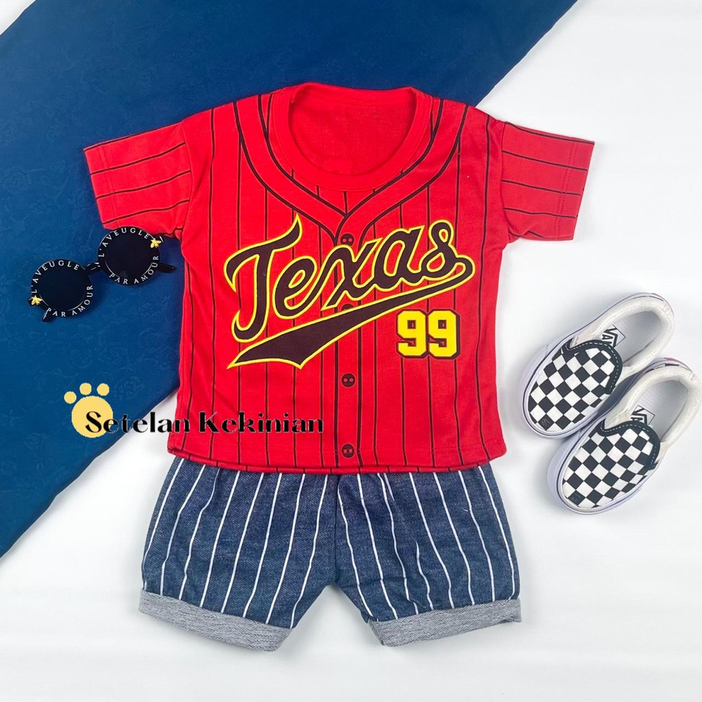 [SK] Baju Bayi Ecer Kasual Setelan Anak Murah Grosir Set Baby Boy Kekinian 6_12bln Baseball Keren