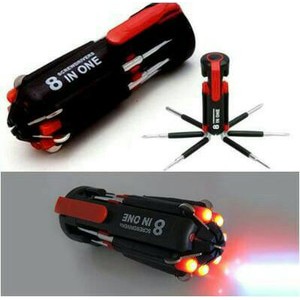 Multi Screwdriver Torch 8 IN ONE With PowerFul Torch Harga Murah