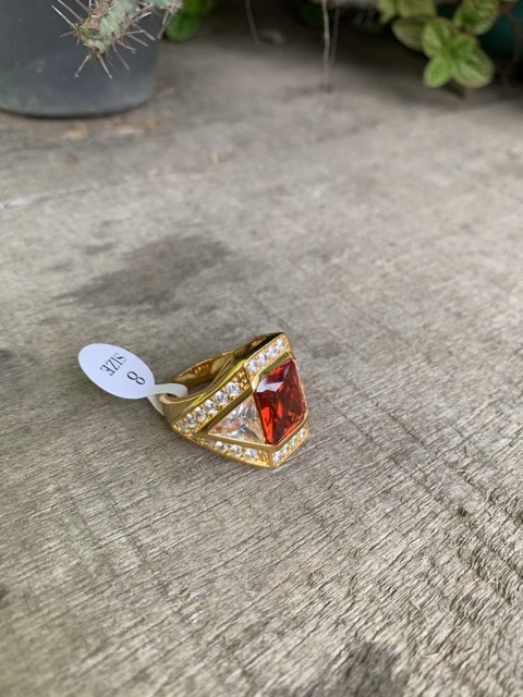 Cincin Pria Red Ruby Ring Gold Super Mewah Berkelas