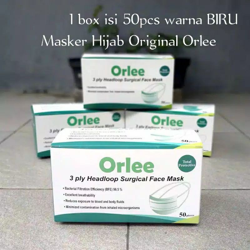 Orlee Non Medis Surgical Mask Cantol Earloop isi 50pc 3ply Sudah Kemenkes