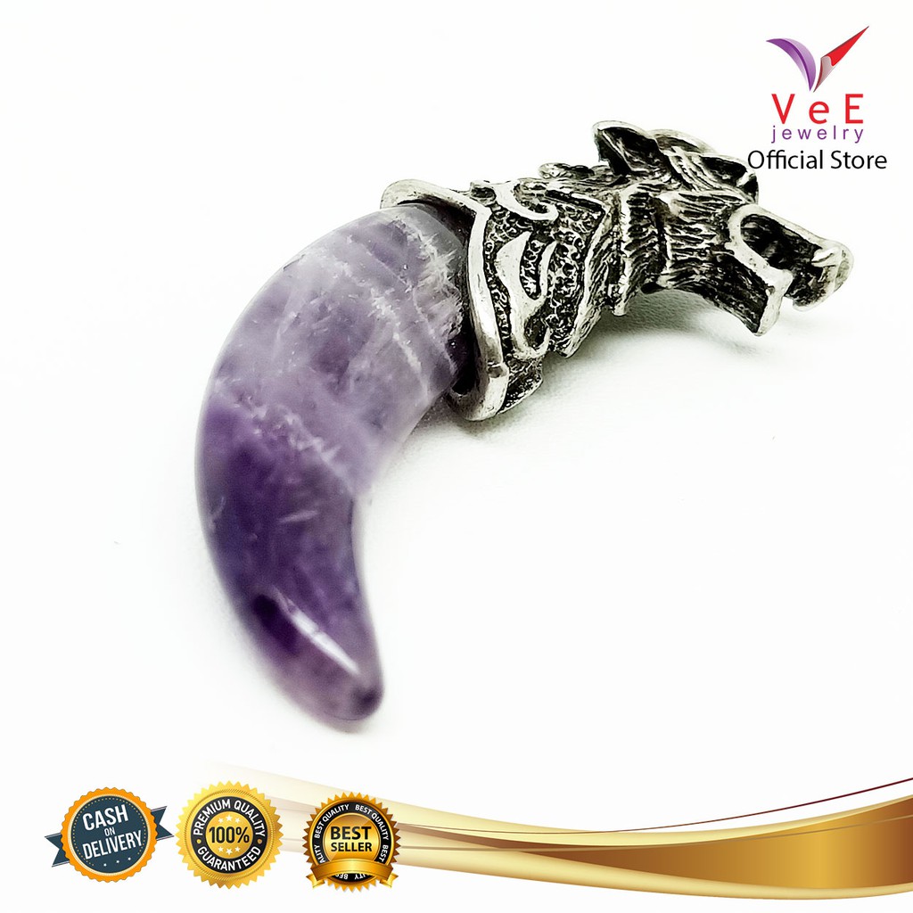 Liontin Batu Kecubung Ungu Amethyst Asli - VeE Liontin Kesehatan