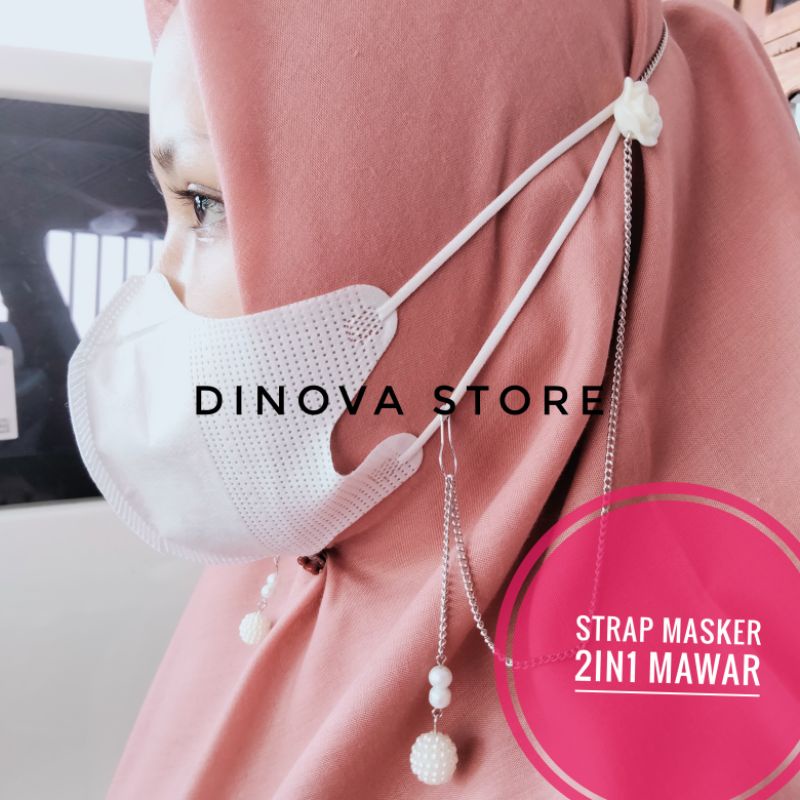 strap masker 2IN1 MAWAR MUTBERI/pengait masker/kalung masker/tali masker/kalung masker strap masker hijab 2iin1/dinova store/pgx/strap masker hijab 2in1