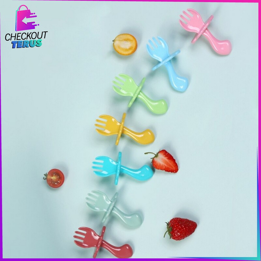 CT C51 Sendok Garpu Set Bayi Perlengkapan Alat Makan Bayi Training Spoon &amp; Fork Alat Makan Anak Bayi Perlengkapan Set Makan Bayi Lucu