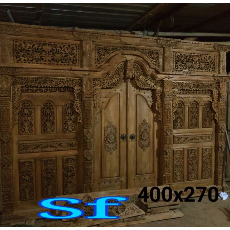 pintu gebyok ukir kayu jati asli pengrajin jepara