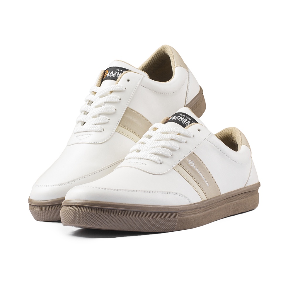 F1203 White-Brown |ManNeedMe x FLAZHBACK| Sepatu Sneakers Pria Casual