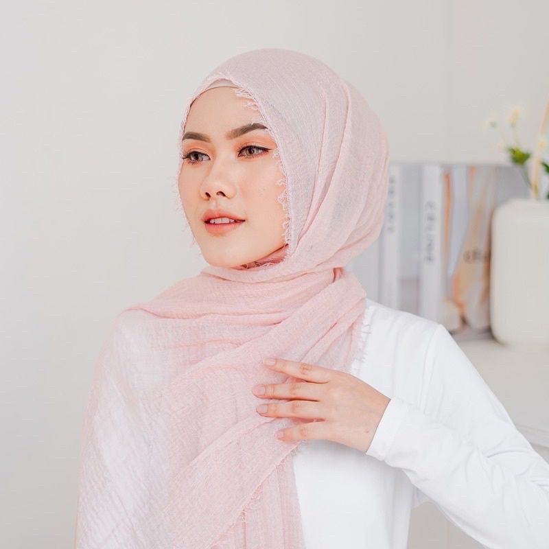 Hijab Pashmina Crinkle / Pashmina Kusut-Peach