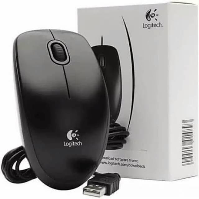 MOUSE LOGITECH B100 OPTICAL KABEL USB HITAM