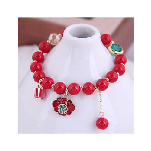 LRC Gelang Tangan Fashion Round Beads Beaded Oil Drip Alloy A6236X