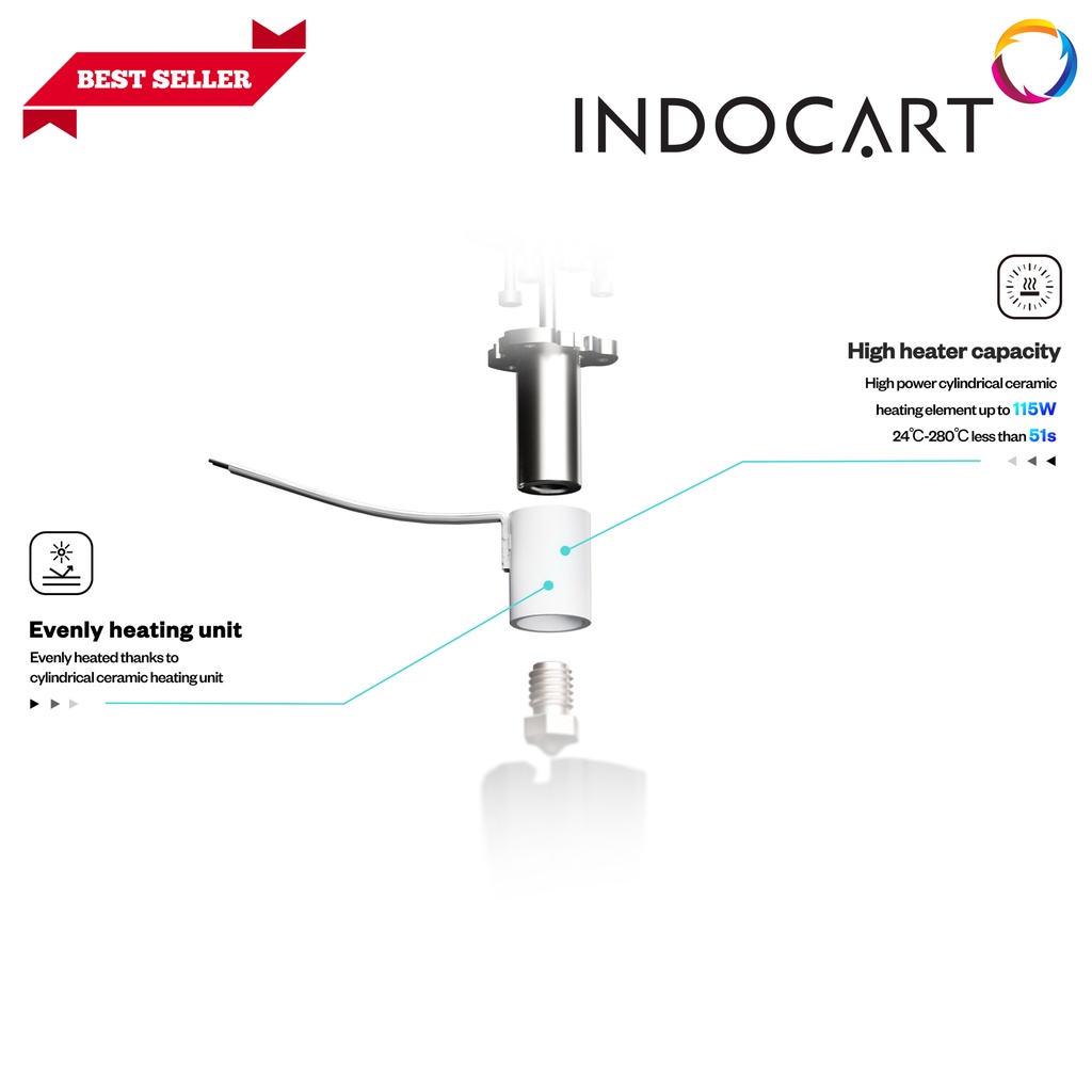 INDOCART 3D Printer HotEnd Original Phaetus Rapido Hotend 280 UHF Blue