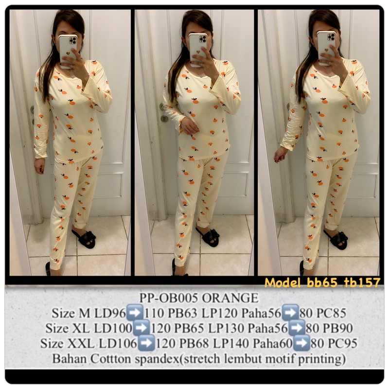 BAJU TIDUR LENGAN PANJANG LEISURE VOGUE DLL KOREA IMPORT CINA WANITA KADO PP PIYAMA REMAJA DEWASA-PP-OB005 ORANGE/ M