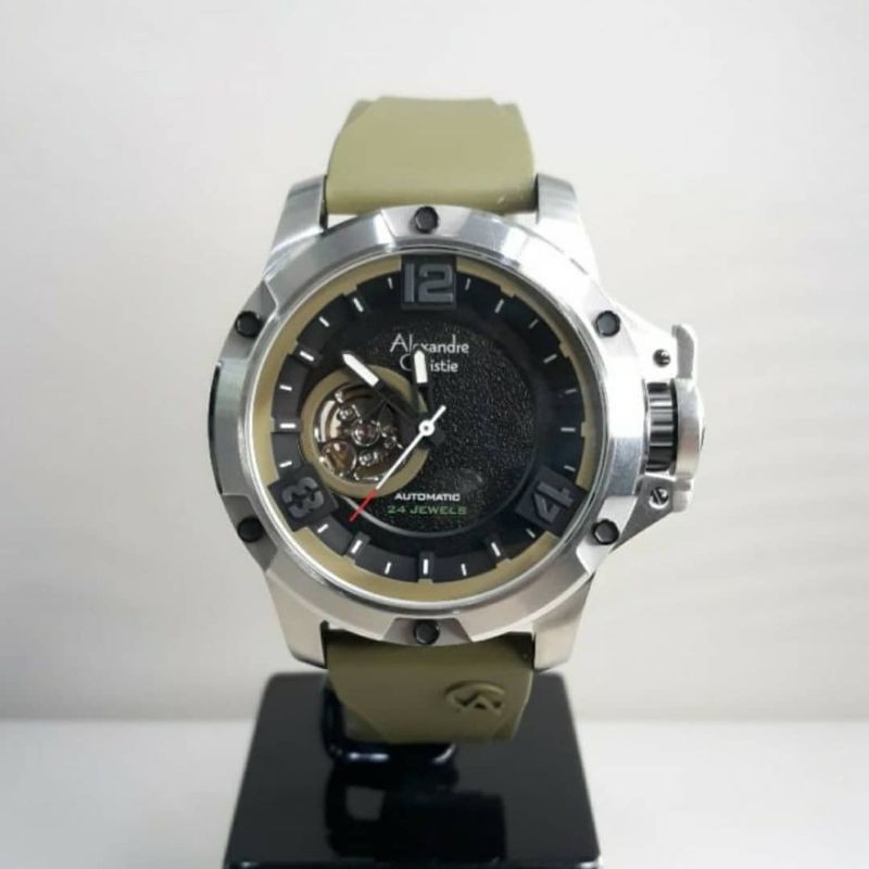 Jam Tangan Alexandre Christie AC6295 MA Rubber Green Army Original